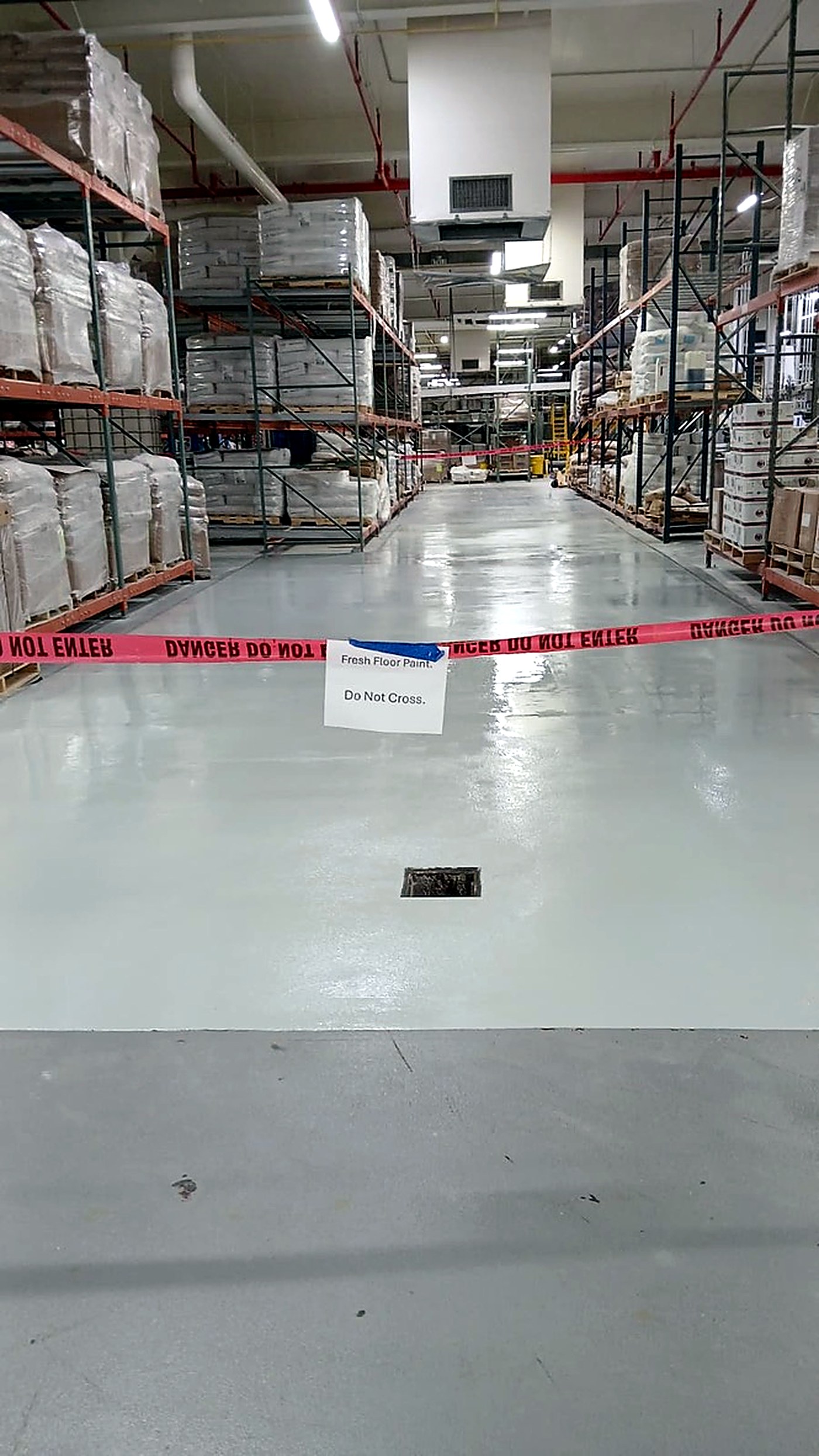 Warehouse floor after a fresh epoxy coating